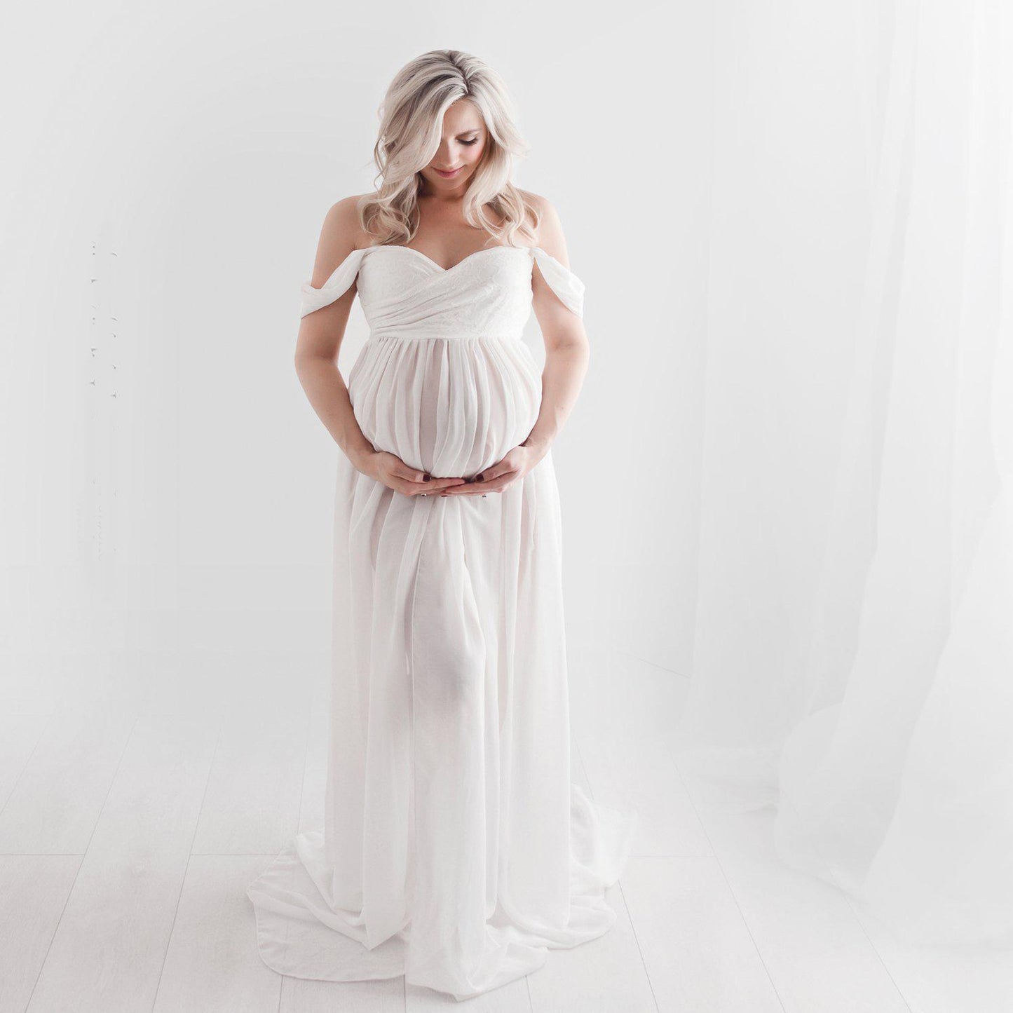 Maternity Photo Dress Front Mopping Foor Long Skirt Dress