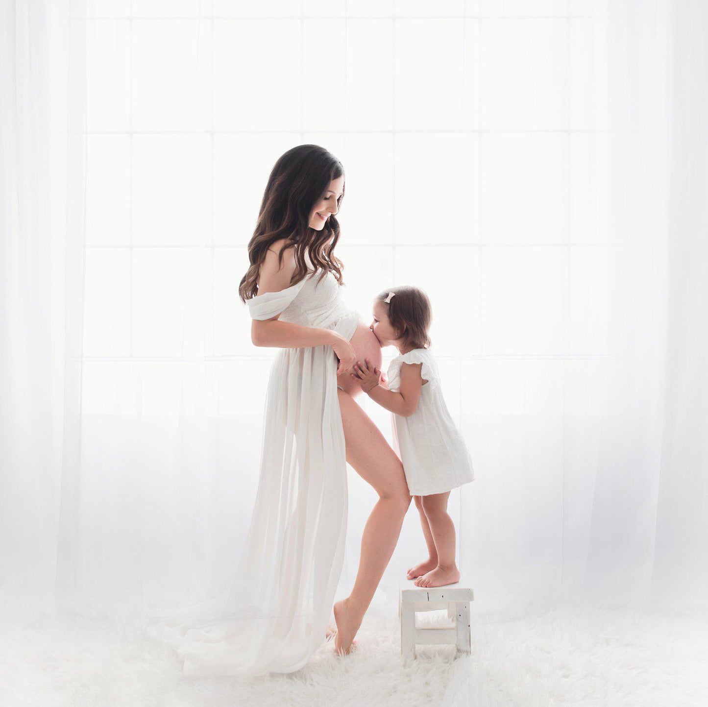 Maternity Photo Dress Front Mopping Foor Long Skirt Dress
