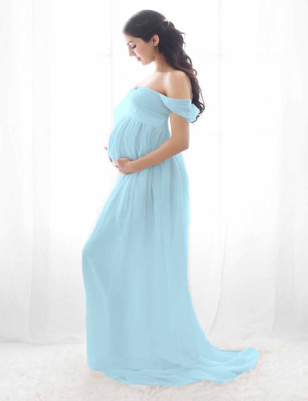Maternity Photo Dress Front Mopping Foor Long Skirt Dress