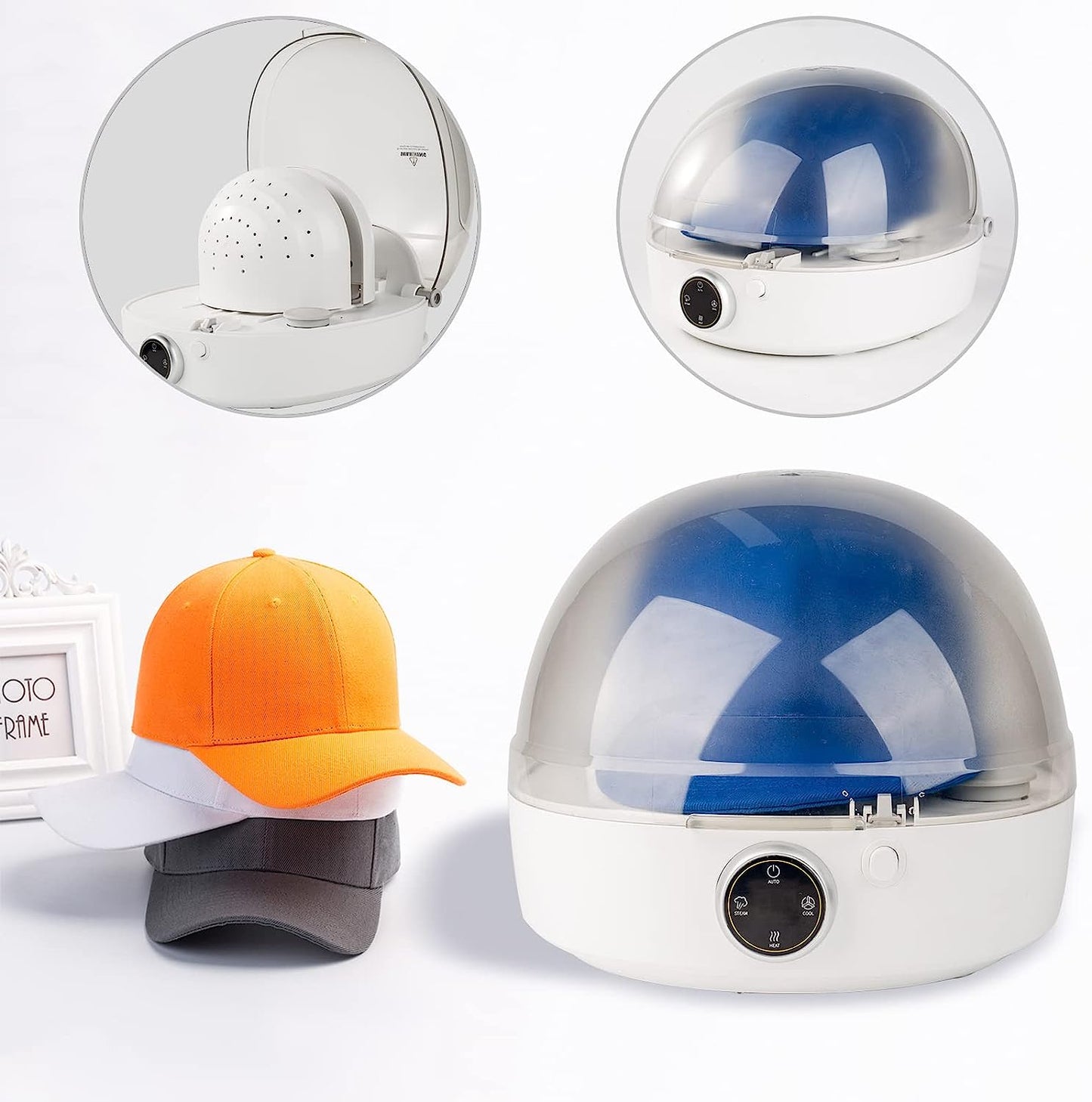 Steam Iron For Cap Dryer For Cap Hat Cleaning&Ironing With Steam Hat Drying With Hot Cold Air Hat Cap Cleaner&Iron Dryer For Vintage Hat And Dad Hat-White Voltage110V