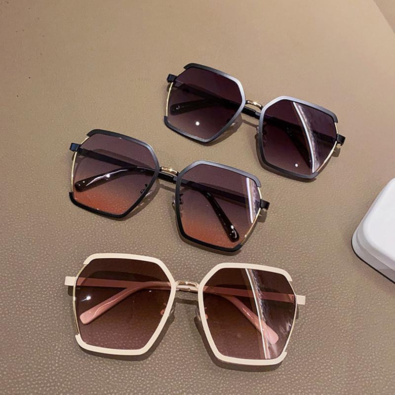 Óculos de Sol Ins Vintage Meia Armação Verão Tamanho Grande Metal Quadrado Óculos Uv400 Protetor Solar Outdoor Feminino Óculos de Sol com Proteção UV