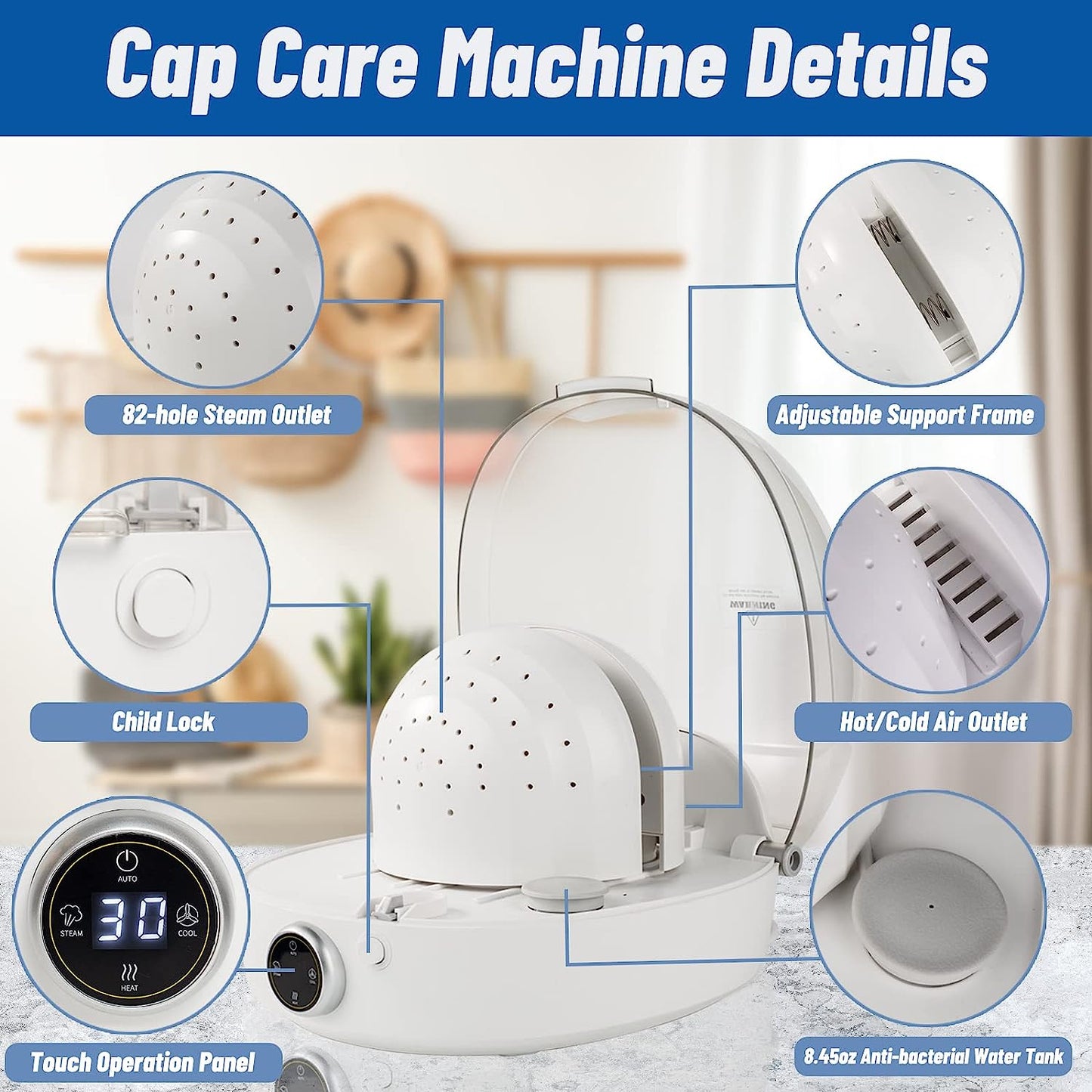 Steam Iron For Cap Dryer For Cap Hat Cleaning&Ironing With Steam Hat Drying With Hot Cold Air Hat Cap Cleaner&Iron Dryer For Vintage Hat And Dad Hat-White Voltage110V