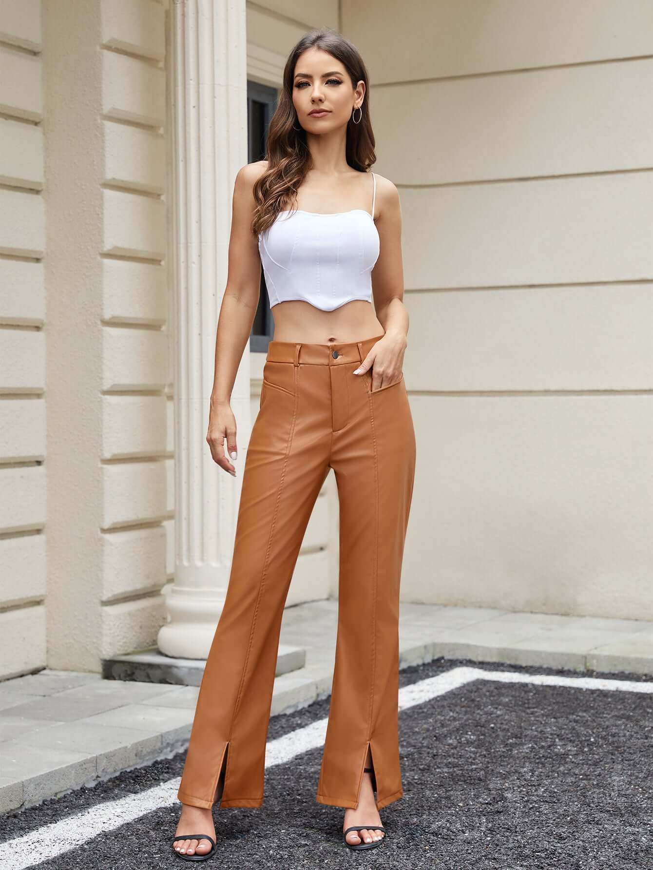 Women's PU Flared Pants