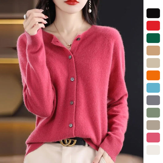 Fashion Merino Wool Cardigan Sweater for Women