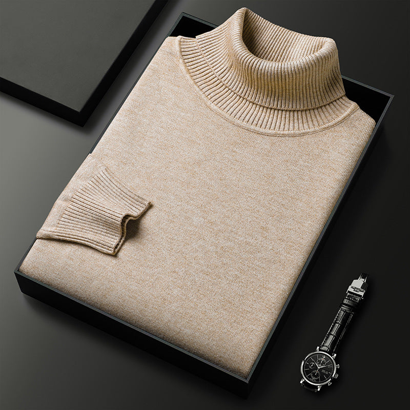Young And Middle-aged Slim-fit Solid Color Turtleneck Pullover Sweater