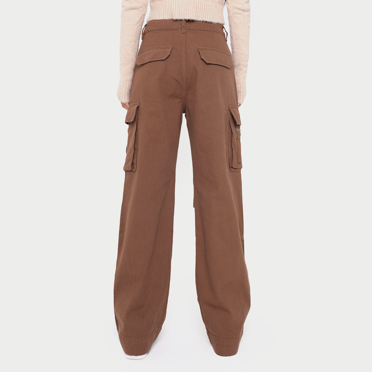 Retro Overalls Solid Color Straight Pleated Paratrooper Pants