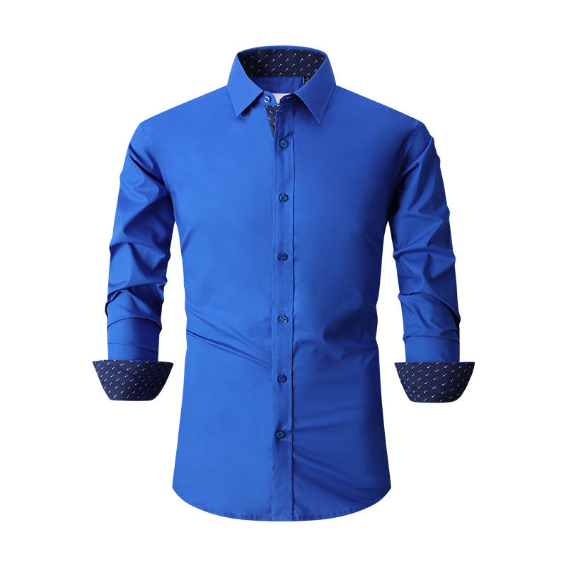 Camisa masculina de algodão elástico estilos primavera e outono