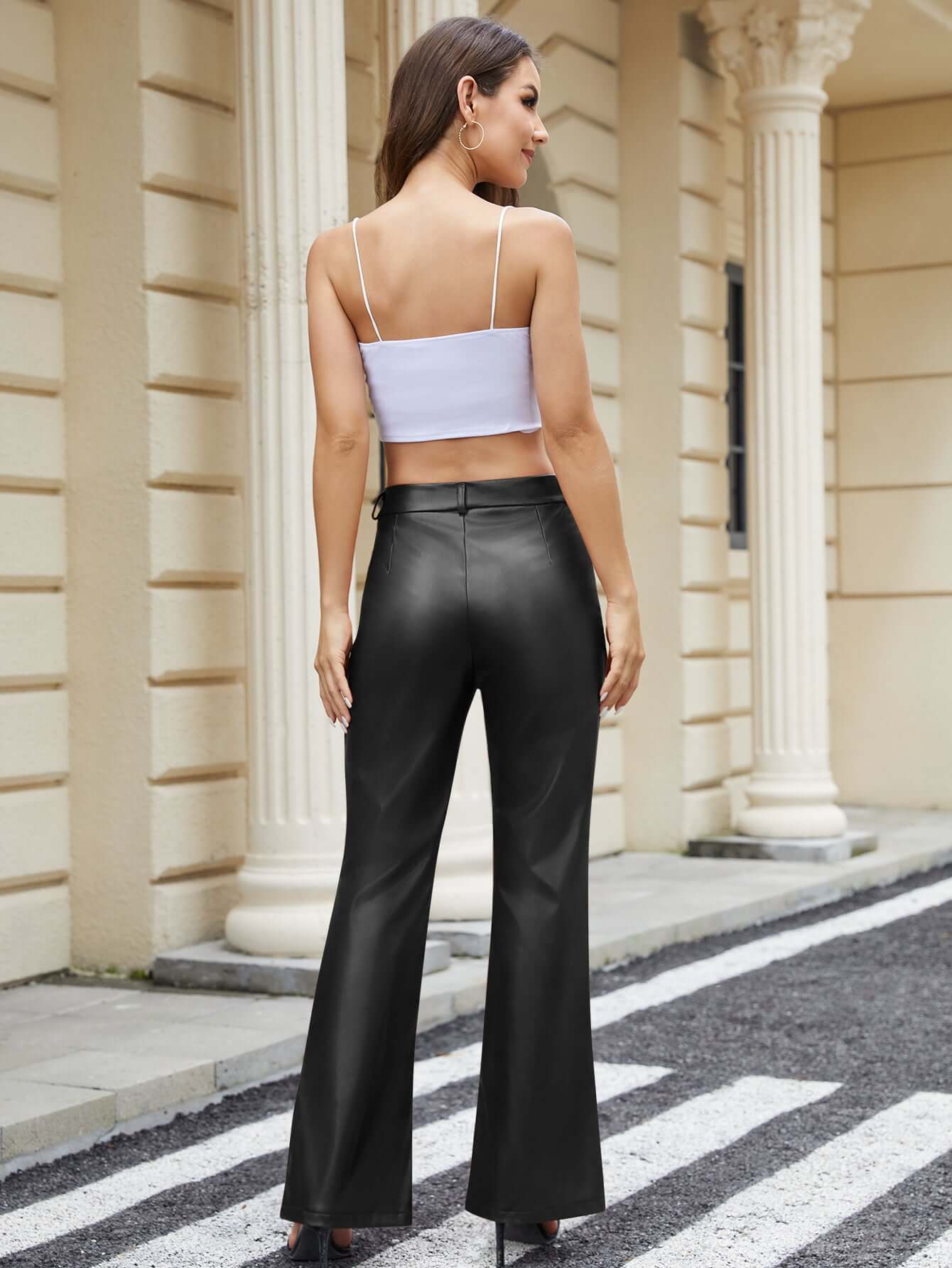 Women's PU Flared Pants