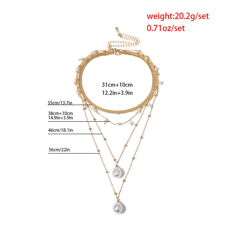 Pearl tassel wedding multi-layer necklace