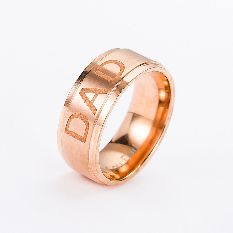 Monogram ring titanium steel ring for Dad