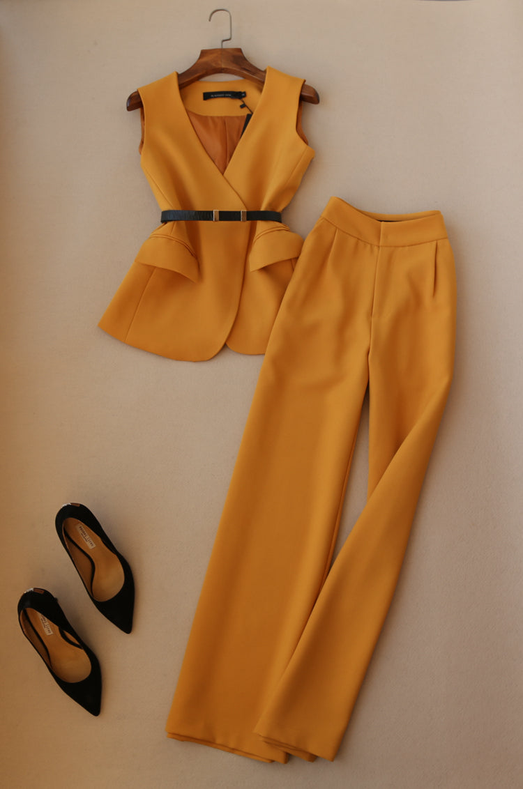 Two-piece thin wide-leg trousers