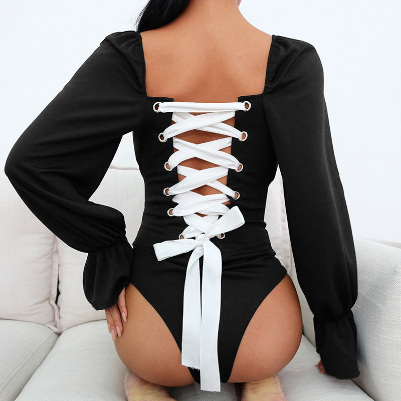 Square Neck Princess Sleeve Body Shaper