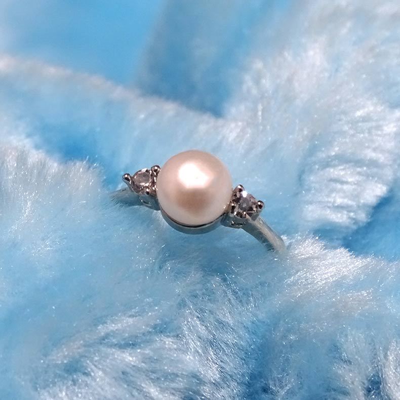 Freshwater pearl ring female fashion rhinestones