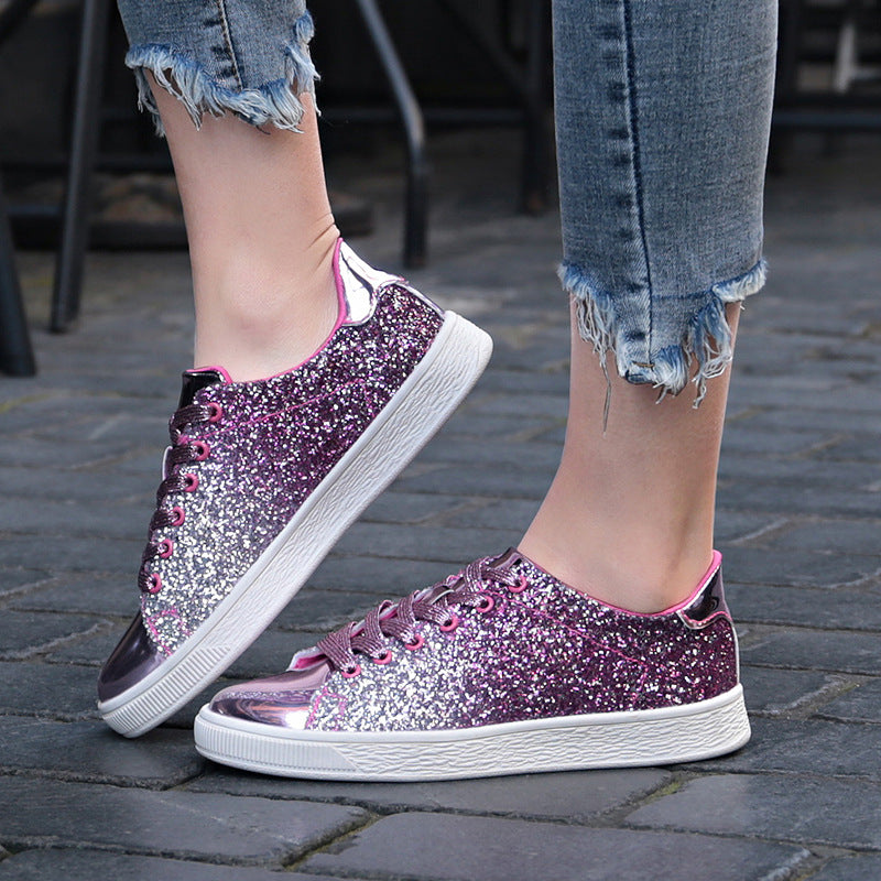 Breathable sneakers shiny women's shoes