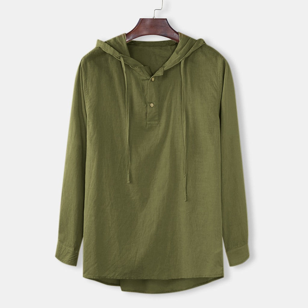 New Fashion Hooded Solid Color Shirt