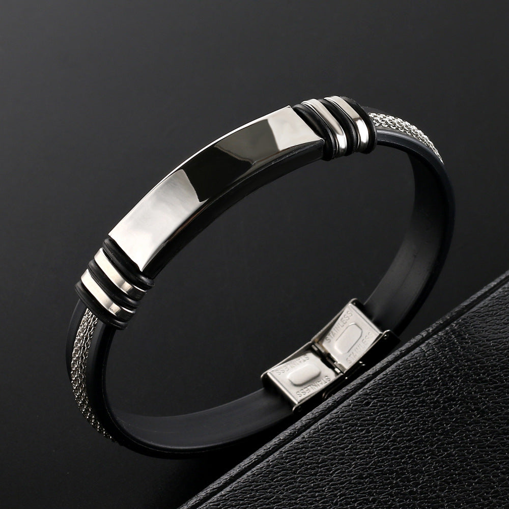 European And American Popular Single Product Stainless Steel Leather Smooth Bracelet