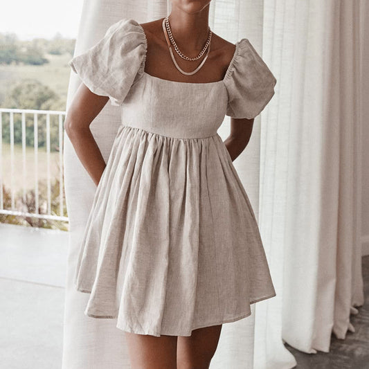 Square Neck Puff Sleeve Small  A-Line Skirt