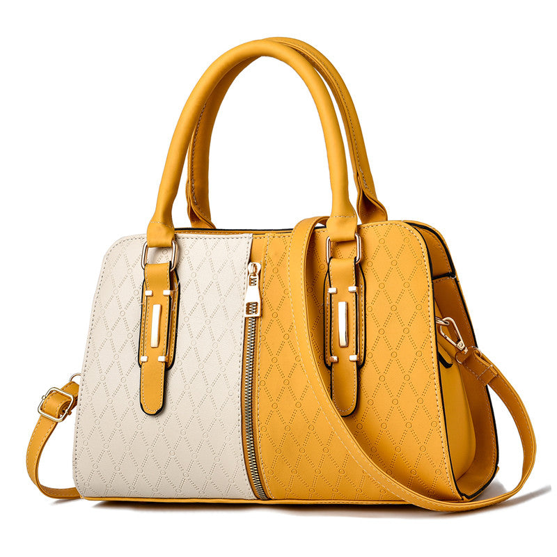 Fashion Color Matching European and American Large Capacity Handbag