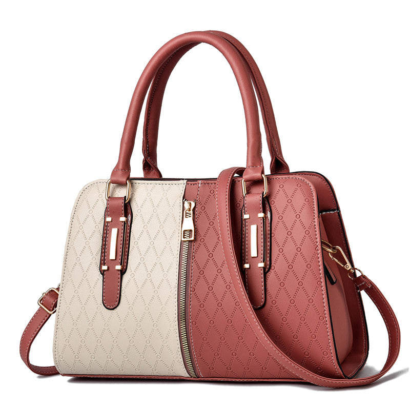 Fashion Color Matching European and American Large Capacity Handbag