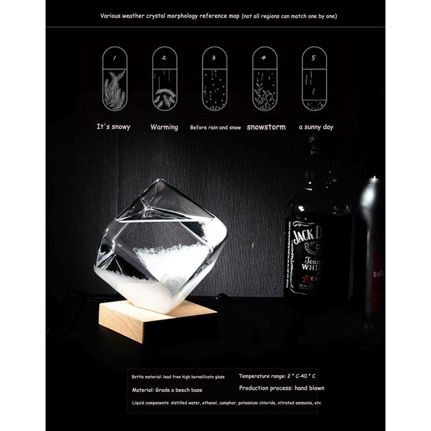 Desktop Droplet Storm Glass Bottle Weather Forecast Predictor Monitor Barometer For Home Decor Water Cubes