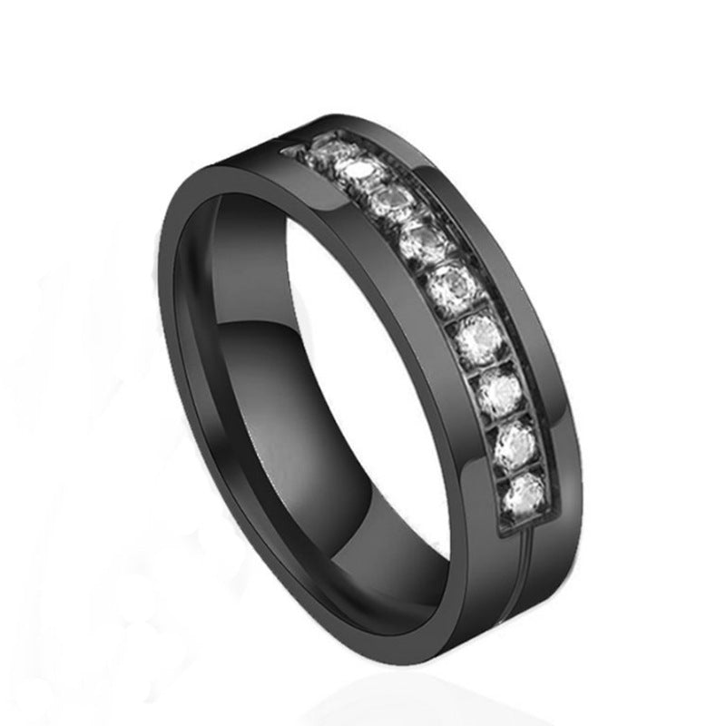 Titanium Steel Ring Zircon Couple Ring For Men & Women