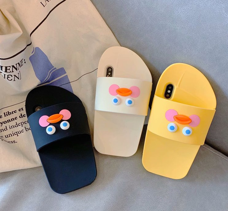 Compatible with Apple, Cartoon Hyaluronic Acid Duck Slippers For Iphonexs, Max Mobile Phone Shell Xr Silicone Iphone 7, 8 Anti-Drop Soft Shell