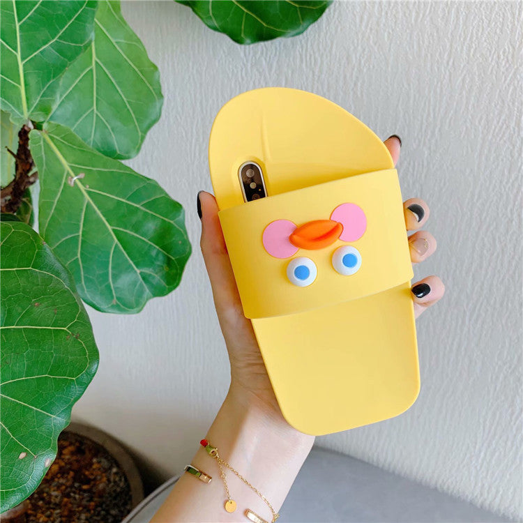 Compatible with Apple, Cartoon Hyaluronic Acid Duck Slippers For Iphonexs, Max Mobile Phone Shell Xr Silicone Iphone 7, 8 Anti-Drop Soft Shell