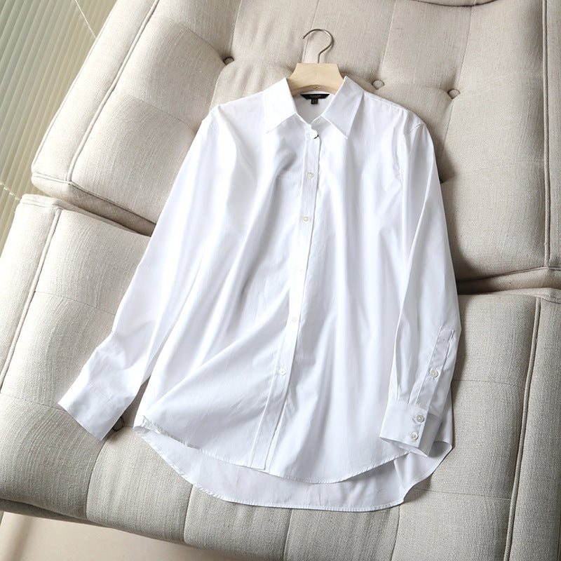 New Fashion Solid Color Shirts for Ladies, Simple Temperament, Casual Basic Poplin Ladies Shirts