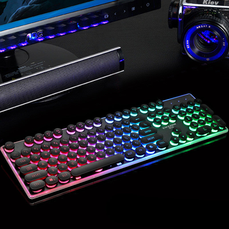 Forerunner Gx60 Punk   Manipulator Feel Glowing Retro Gaming Computer Usb Wired Chicken Keyboard Wholesale