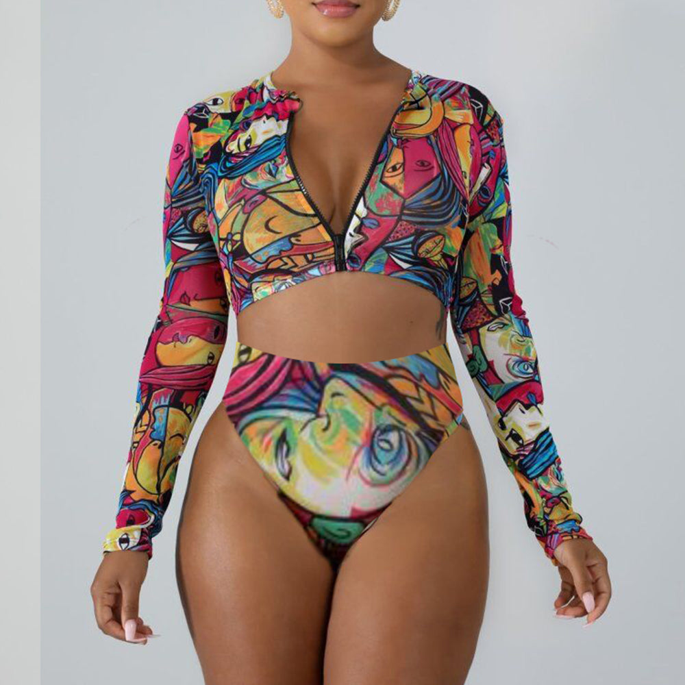 Surfing Bikini Swimsuit for Women with Long Sleeves