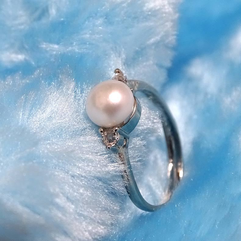 Freshwater pearl ring female fashion rhinestones