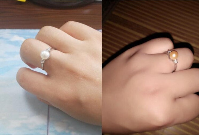 Freshwater pearl ring female fashion rhinestones