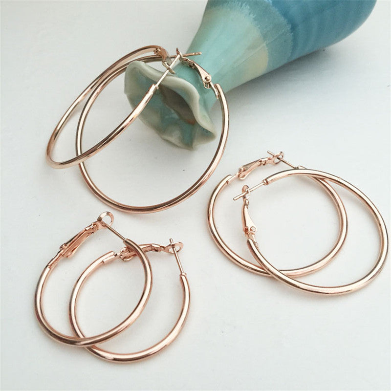 European And American Rose Gold Hoop Earrings – Storage Product Sales