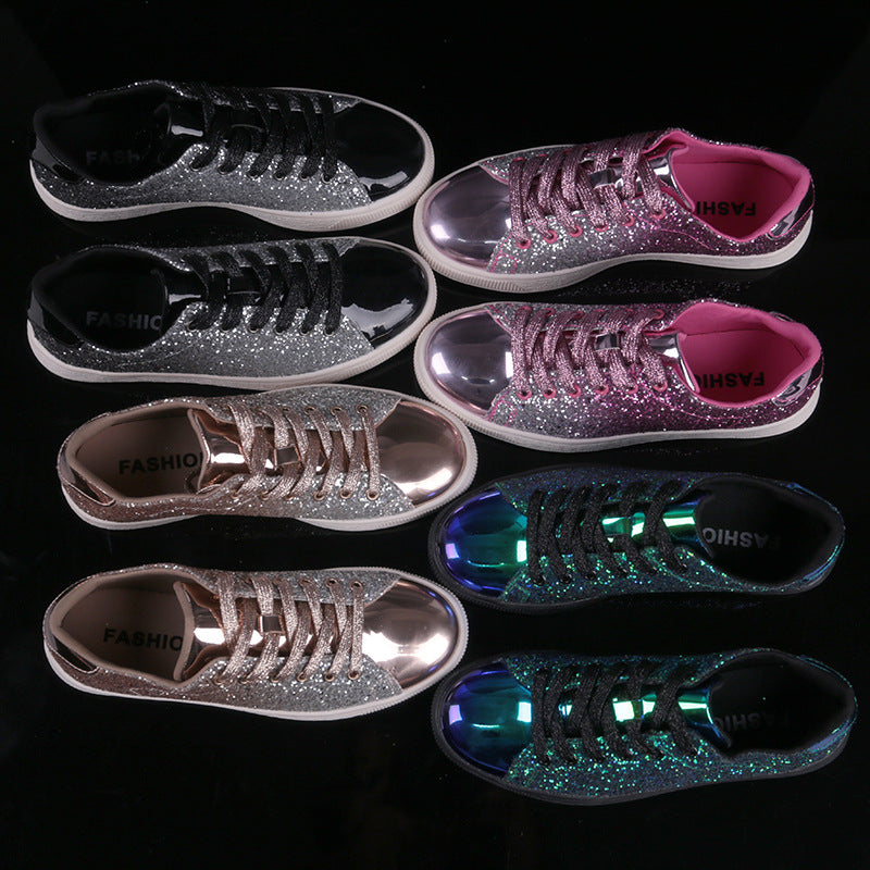 Breathable sneakers shiny women's shoes