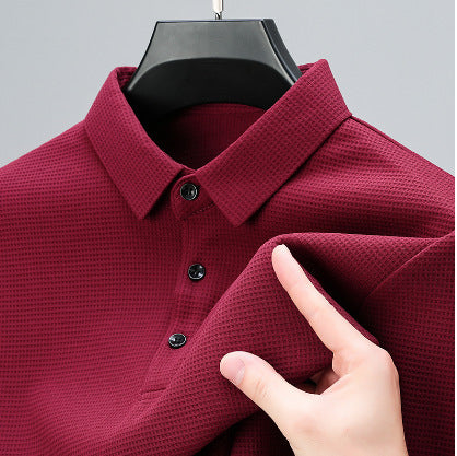 Printed Neckline Fixed Button Business Casual Men's POLO Bottoming Shirt