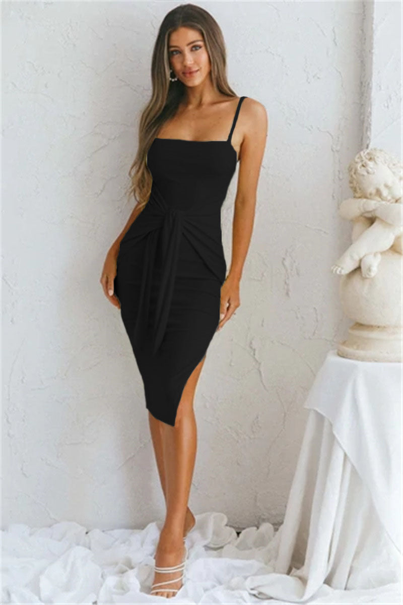 Strap Slit Fashion Casual Tight Women's Dress