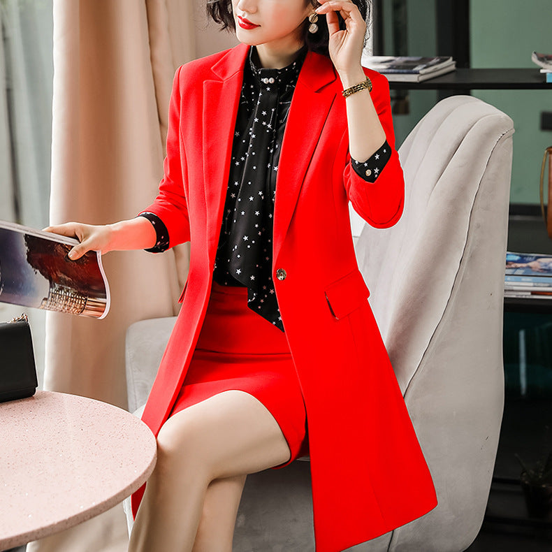 Mid-length Fashion Temperament Casual Jacket Women's Suit