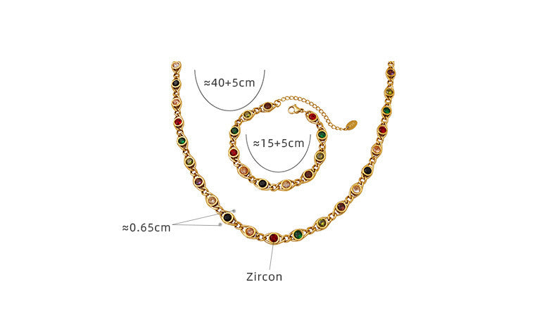 Small Fish Eye Design Colorful Zircon Stitching Necklace Fashion Special-interest Bracelet