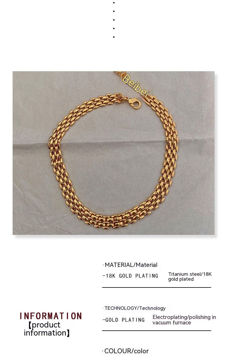 Titanium Steel 18K Gold Plating Woven Bracelet Necklace