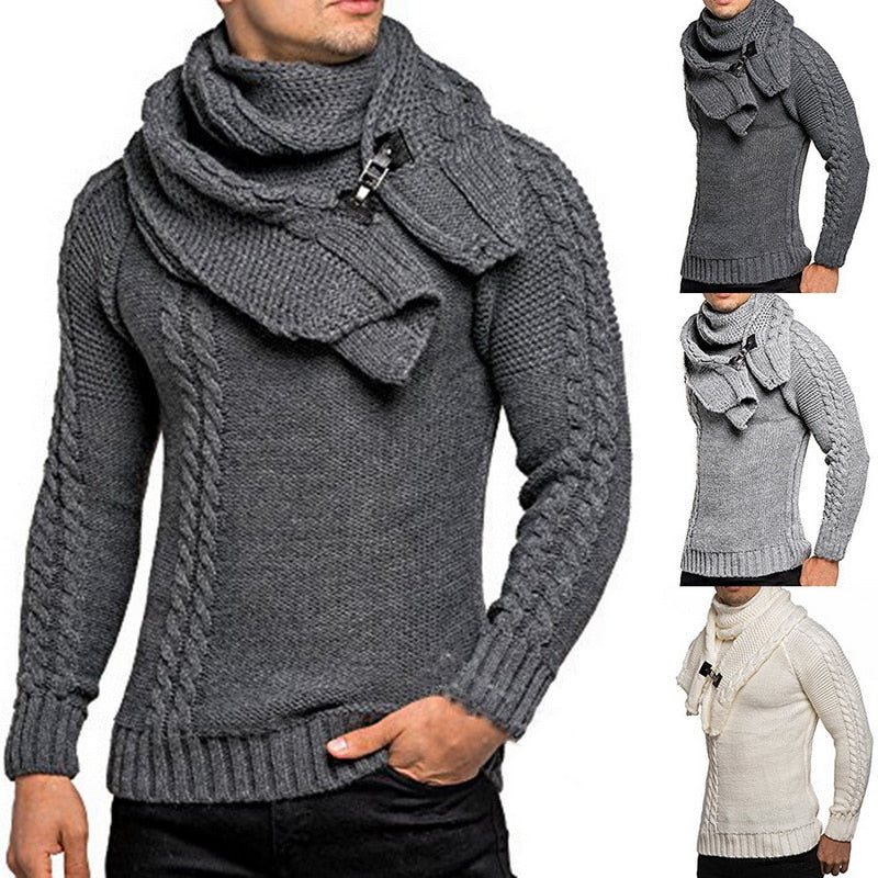 Sweater European and American fashion men's bib Slim pullover knitted sweater men