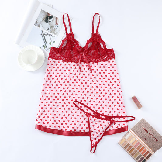 Red Heart Shape Printed Suit