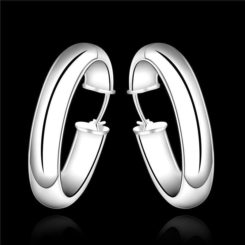 Women's Fashion Earrings Silver Plated Glossy Ear Ring