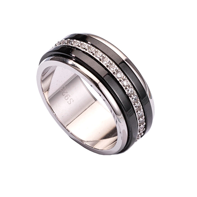 Turnable Transfer Ring Men's Trendy Personality Sterling Silver Couple