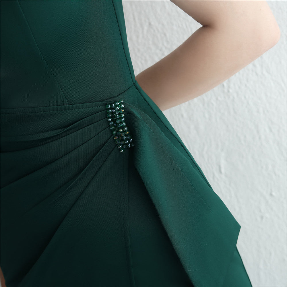 Women's Temperament Fashion Satin Fabric Open Slit Fishtail Dress