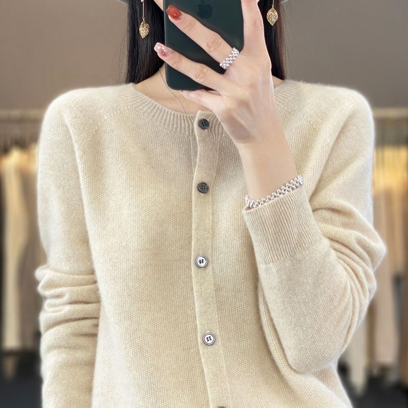 Fashion Merino Wool Cardigan Sweater for Women