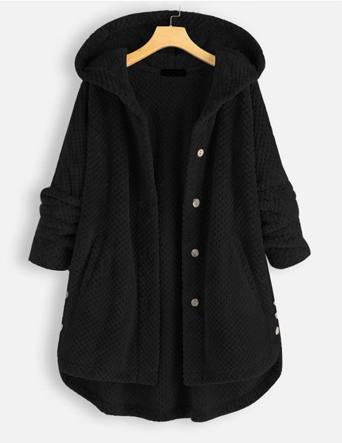 Women's Fashion Hooded Double-sided Velvet Sweatshirt Coat