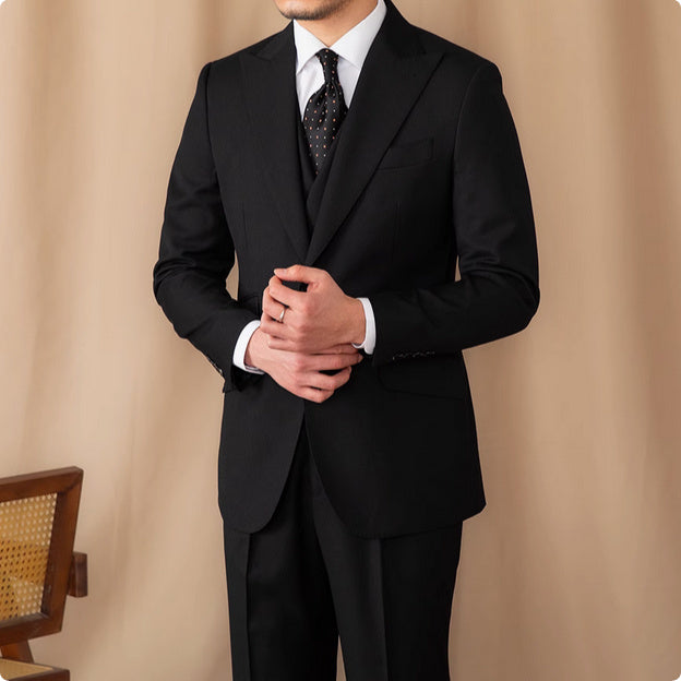 Men's Three-piece Business Pure Color Wool Suit