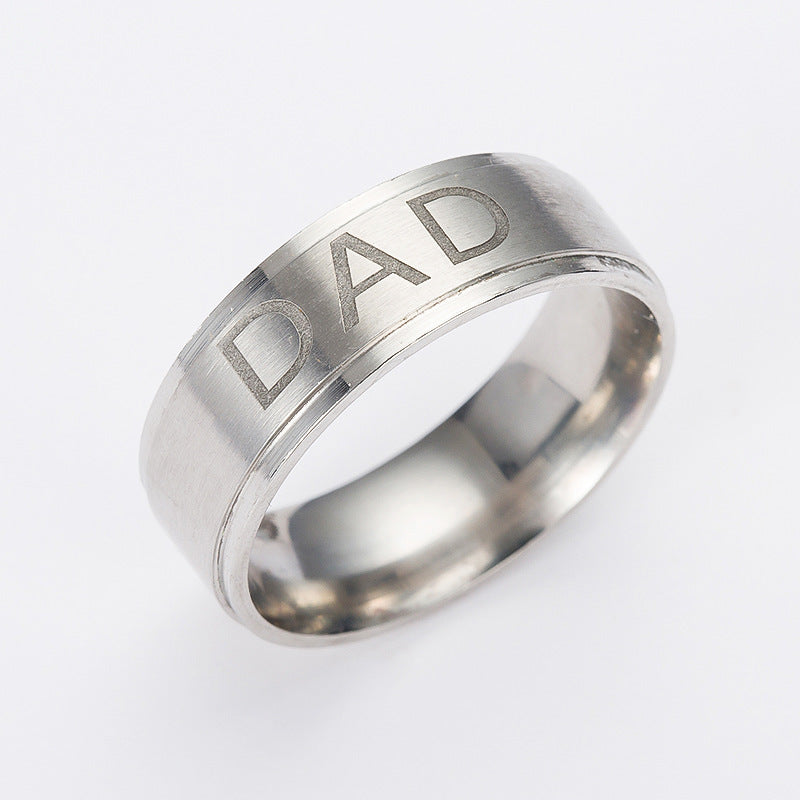 Monogram ring titanium steel ring for Dad