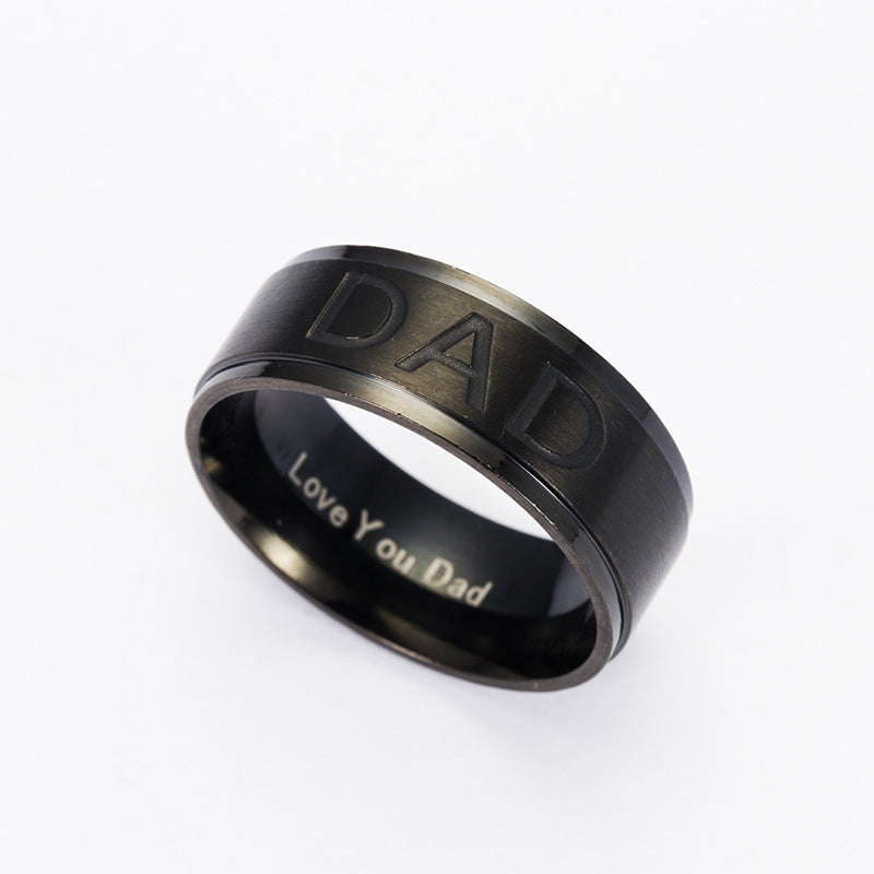 Monogram ring titanium steel ring for Dad