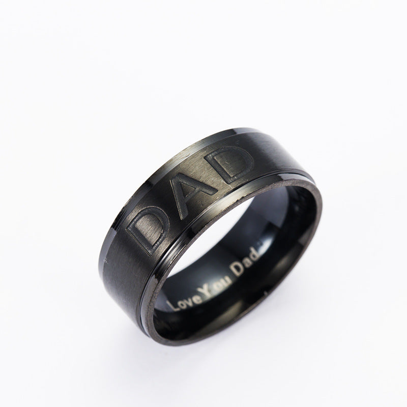 Monogram ring titanium steel ring for Dad